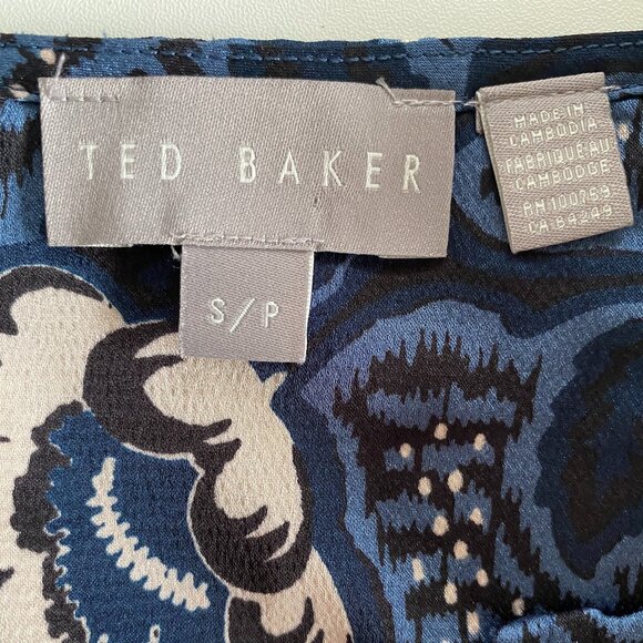Ted Baker Oversize Floral Black Blue Ecru Blouse Sz Sm - Picture 5 of 10